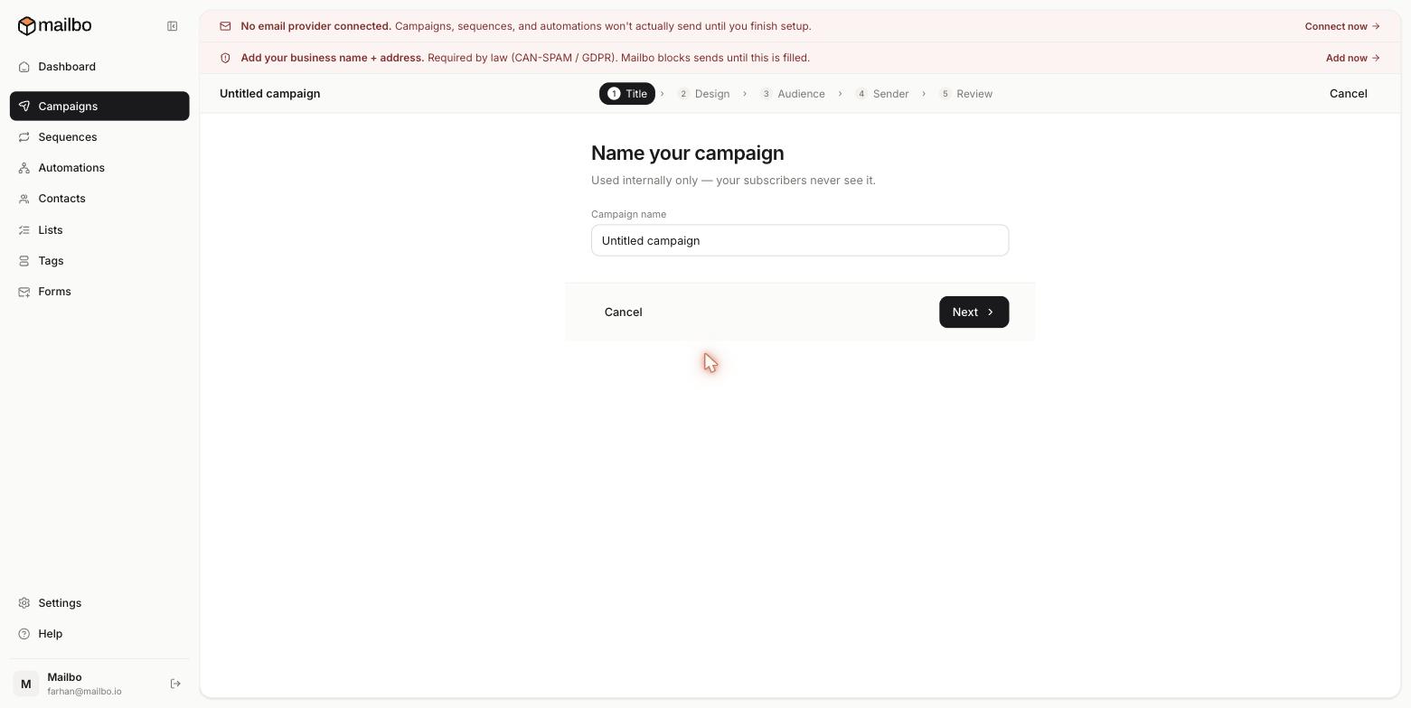 The Name your campaign step